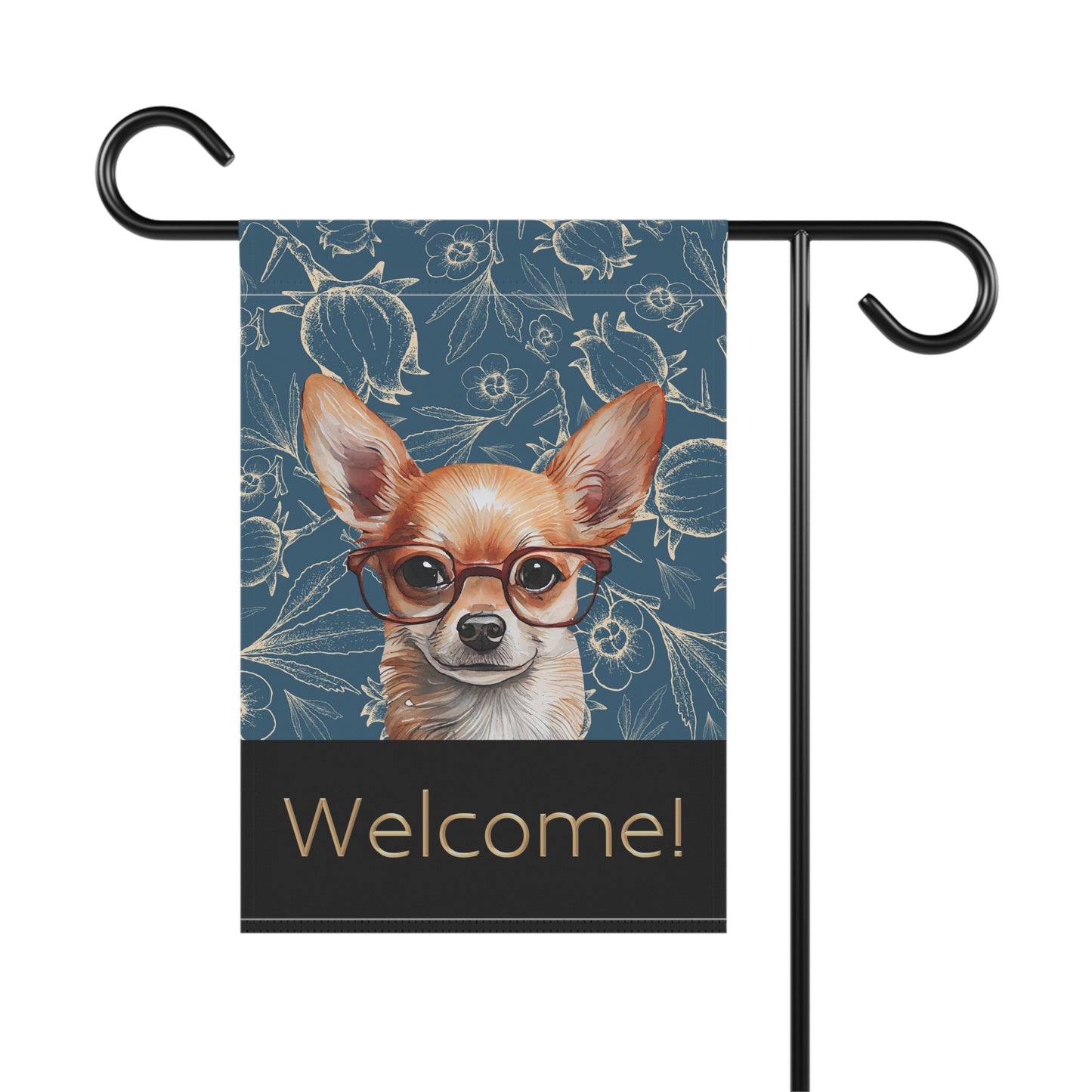 Chihuahua in Glasses Welcome 2-Sided Garden & House Flag/Banner