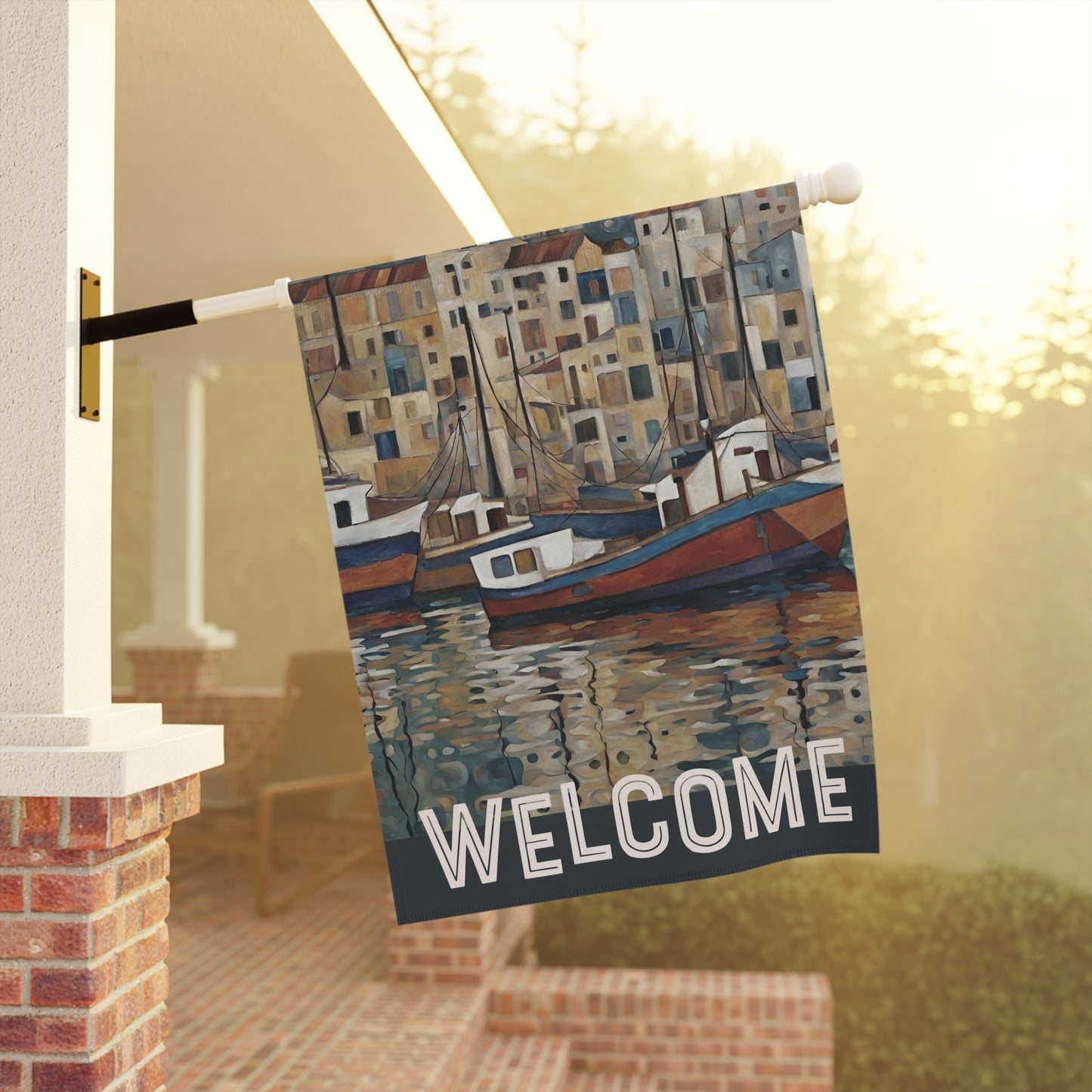 Boat Town Welcome 2-Sided Garden & House Flag/Banner