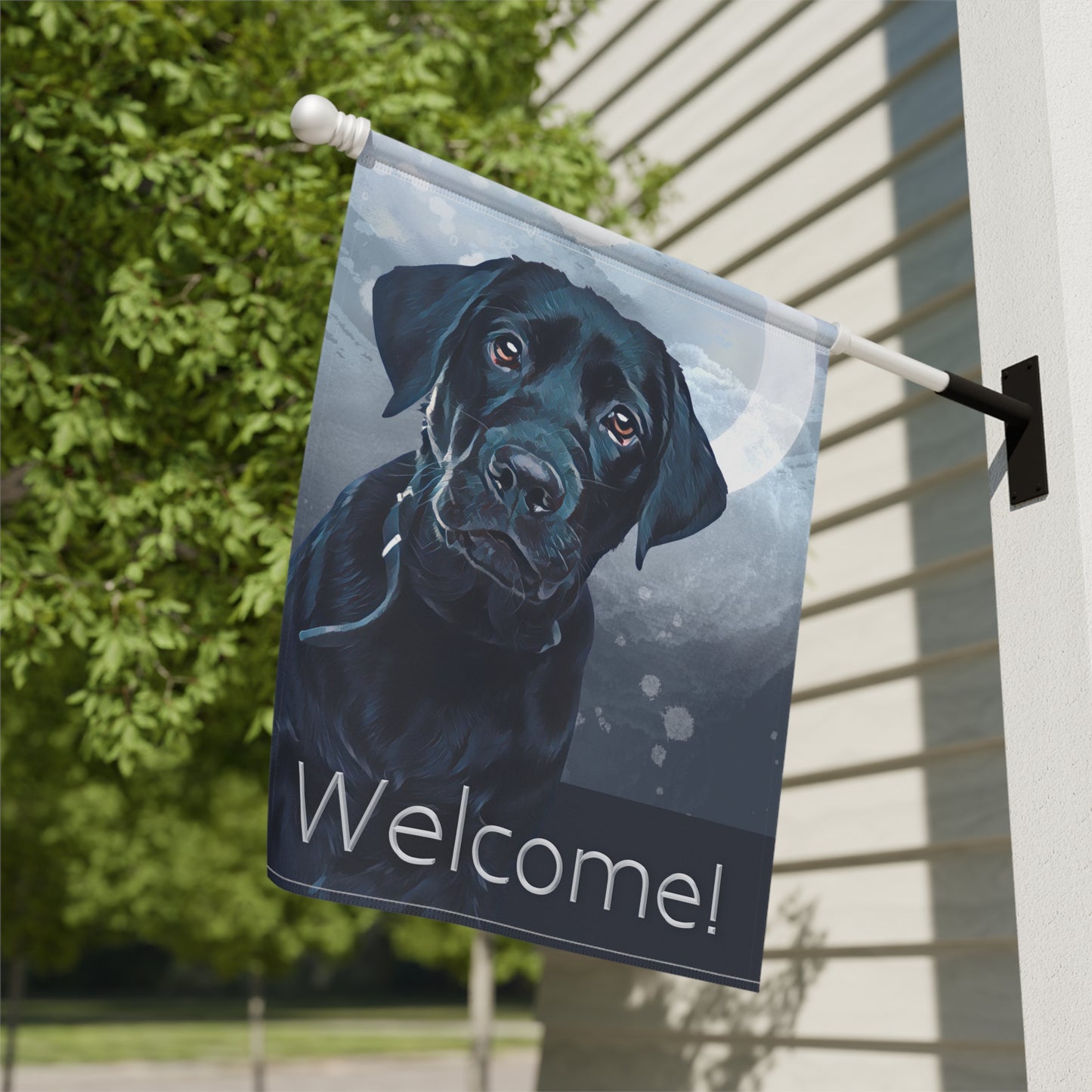 Black Labrador Welcome 2-Sided Garden & House Flag/Banner