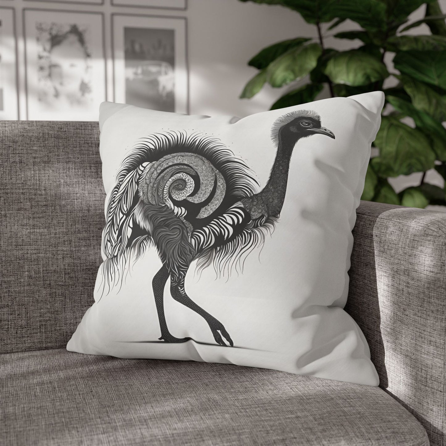 Ostrich Square Poly Canvas Pillowcase