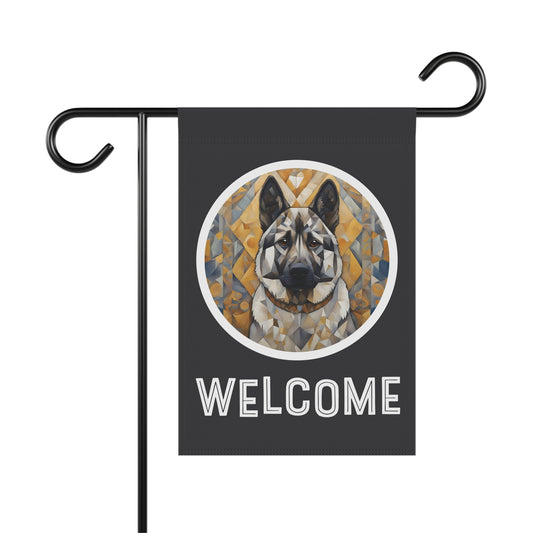 Norwegian Elkhound Welcome 2-Sided Garden & House Flag/Banner