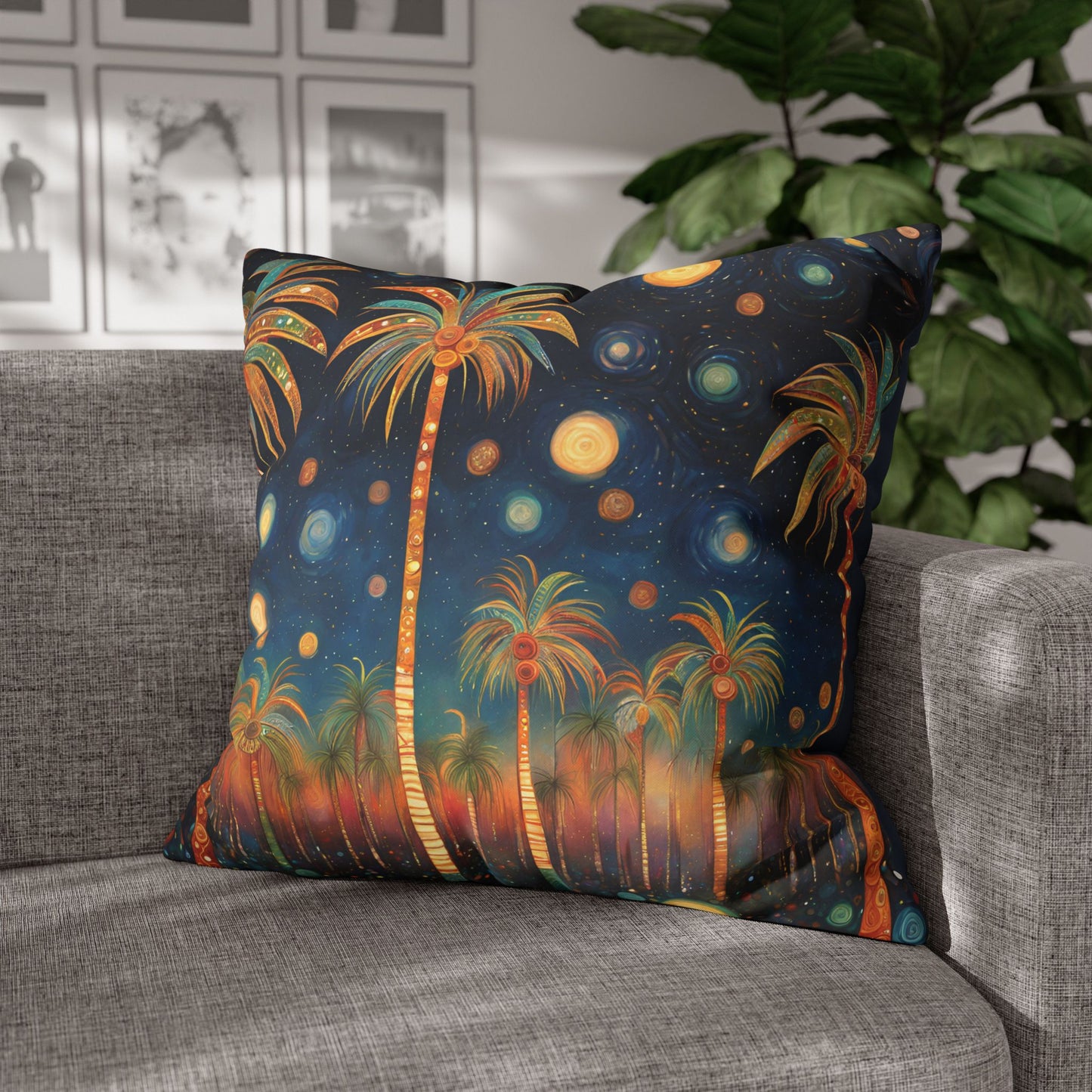 Palm Party Square Poly Canvas Pillowcase