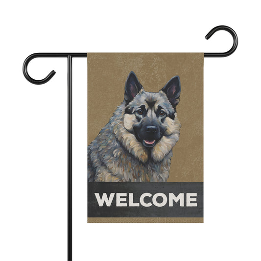 Norwegian Elkhound Welcome 2-Sided Garden & House Flag/Banner