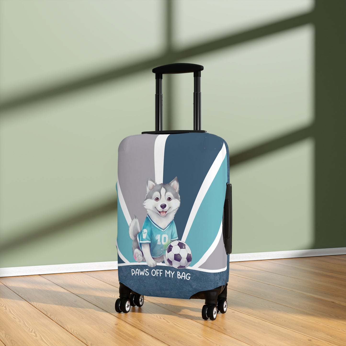 Husky with Soccer Ball Paws Off My Bag Luggage Cover