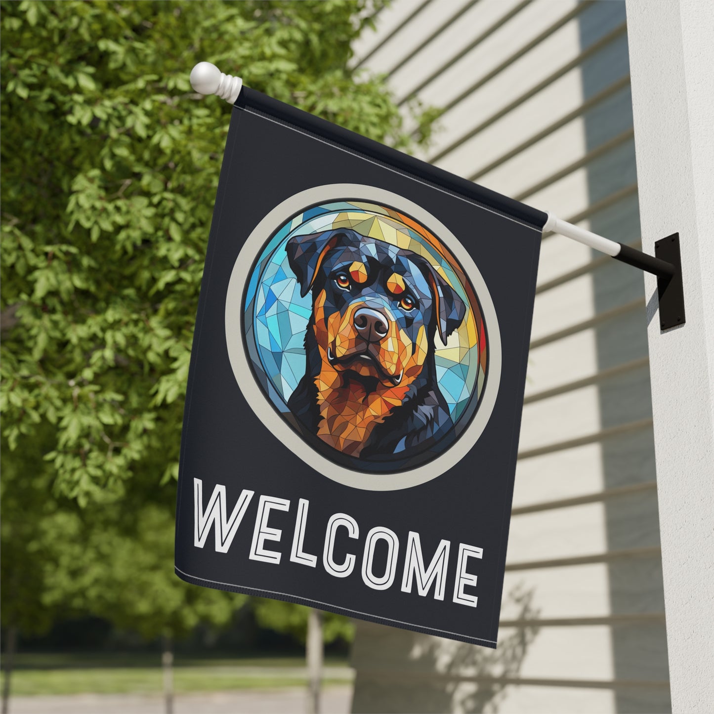 Rottweiler Welcome 2-Sided Garden & House Flag/Banner