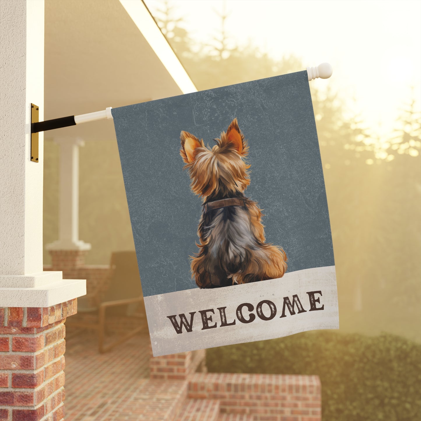 Yorkshire Terrier Welcome 2-Sided Garden & House Flag/Banner