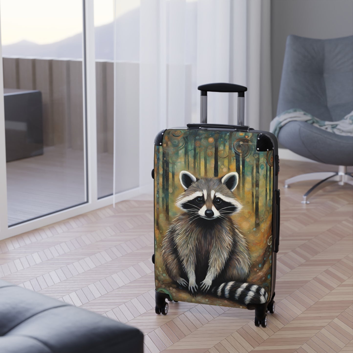 Mountain Forest Raccoon Suitcase