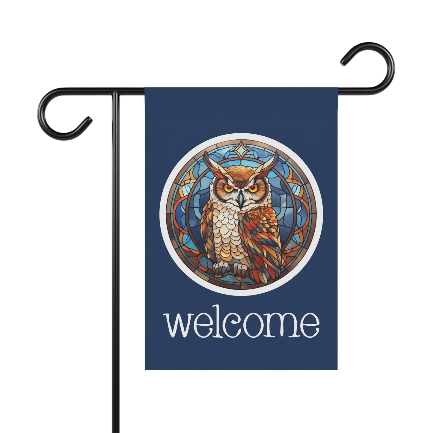 Great Horned Owl Welcome 2-Sided Garden & House Flag/Banner