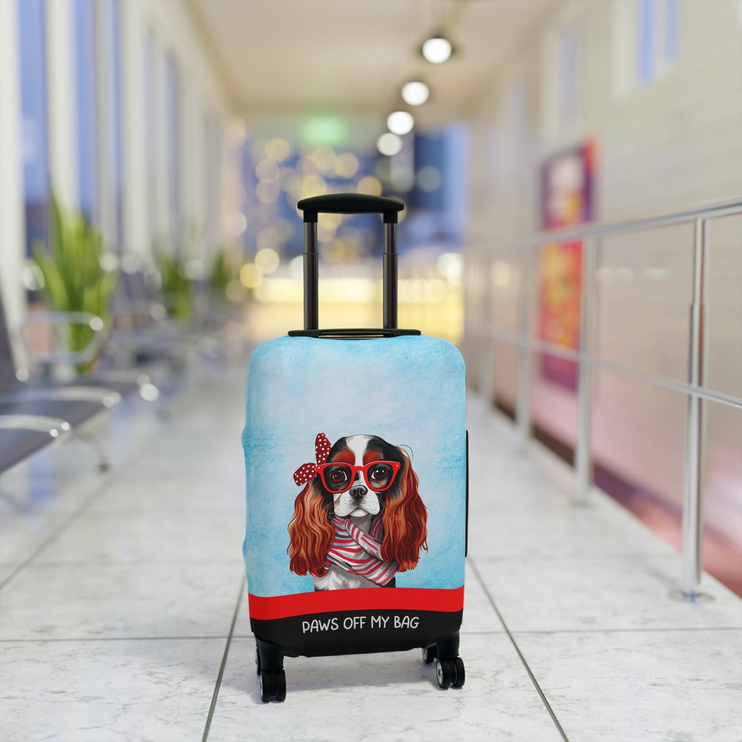 Cavalier King Charles in Glasses Paws Off My Bag Luggage Cover