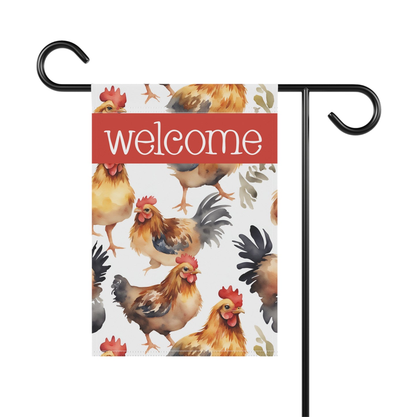 Chickens Welcome 2-Sided Garden & House Flag/Banner