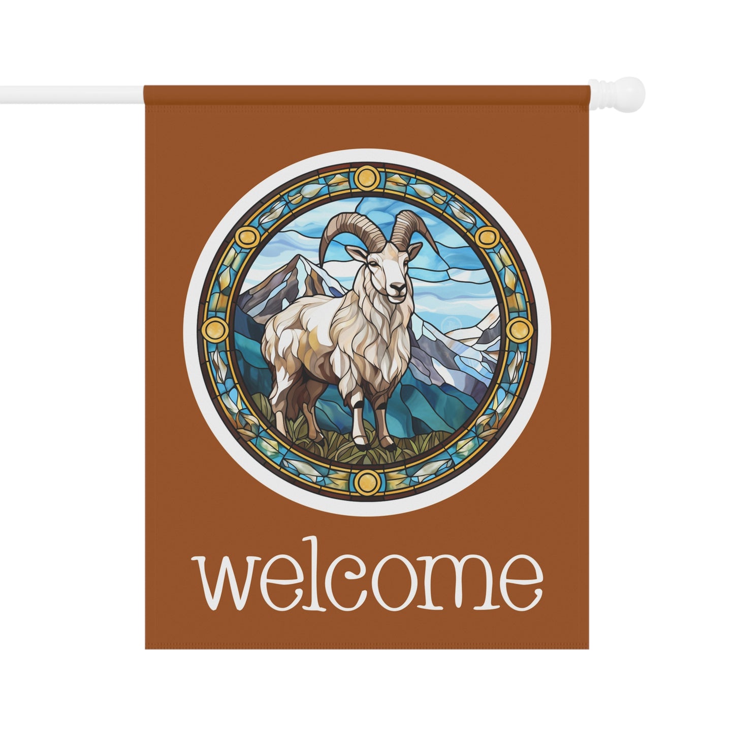 Mountain Goat Welcome 2-Sided Garden & House Flag/Banner