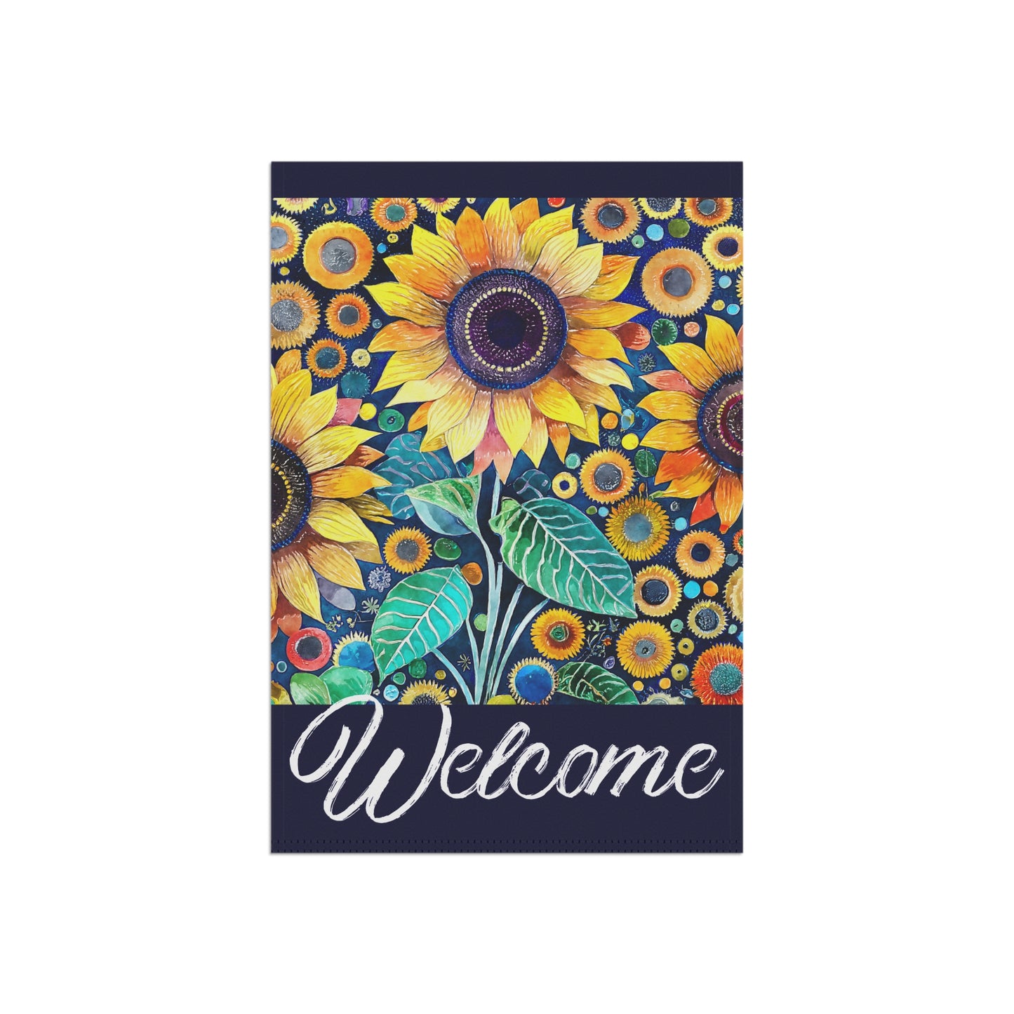 Funky Bright Sunflowers Welcome 2-Sided Garden & House Flag/Banner