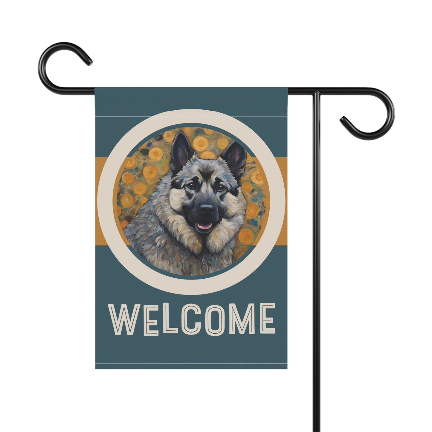 Norwegian Elkhound Welcome 2-Sided Garden & House Flag/Banner