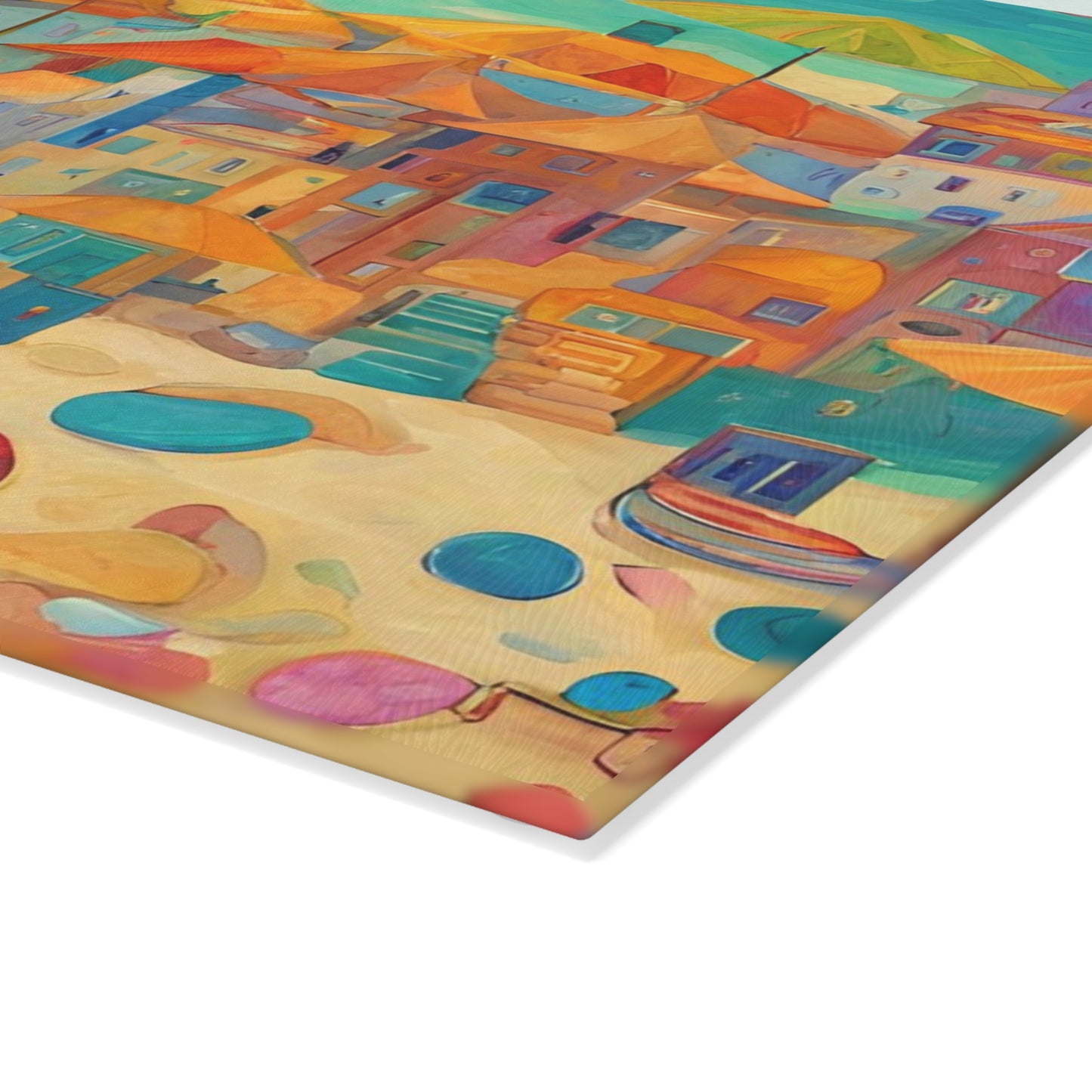 Seaside in Living Color Tempered Glass Cutting Board