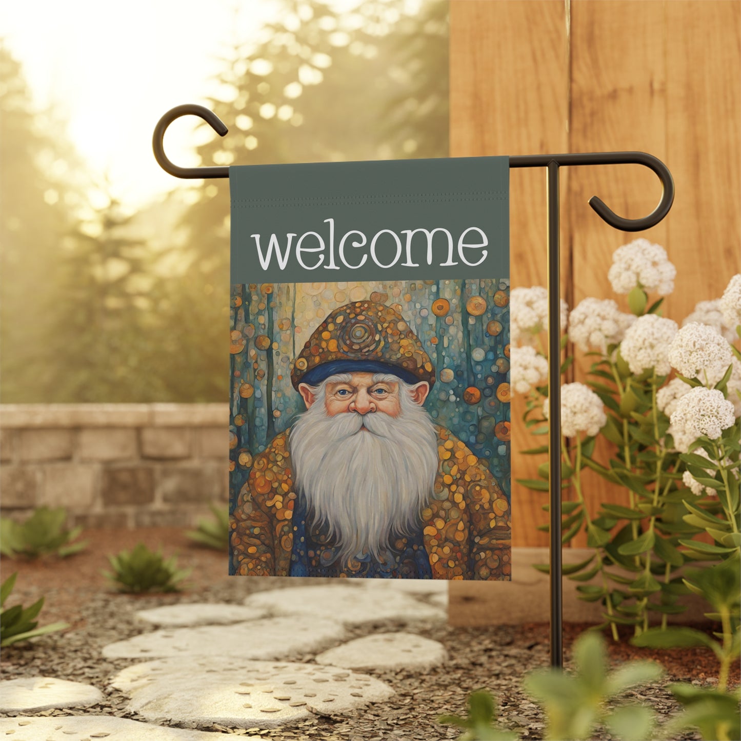 Gnome Welcome 2-Sided Garden & House Flag/Banner