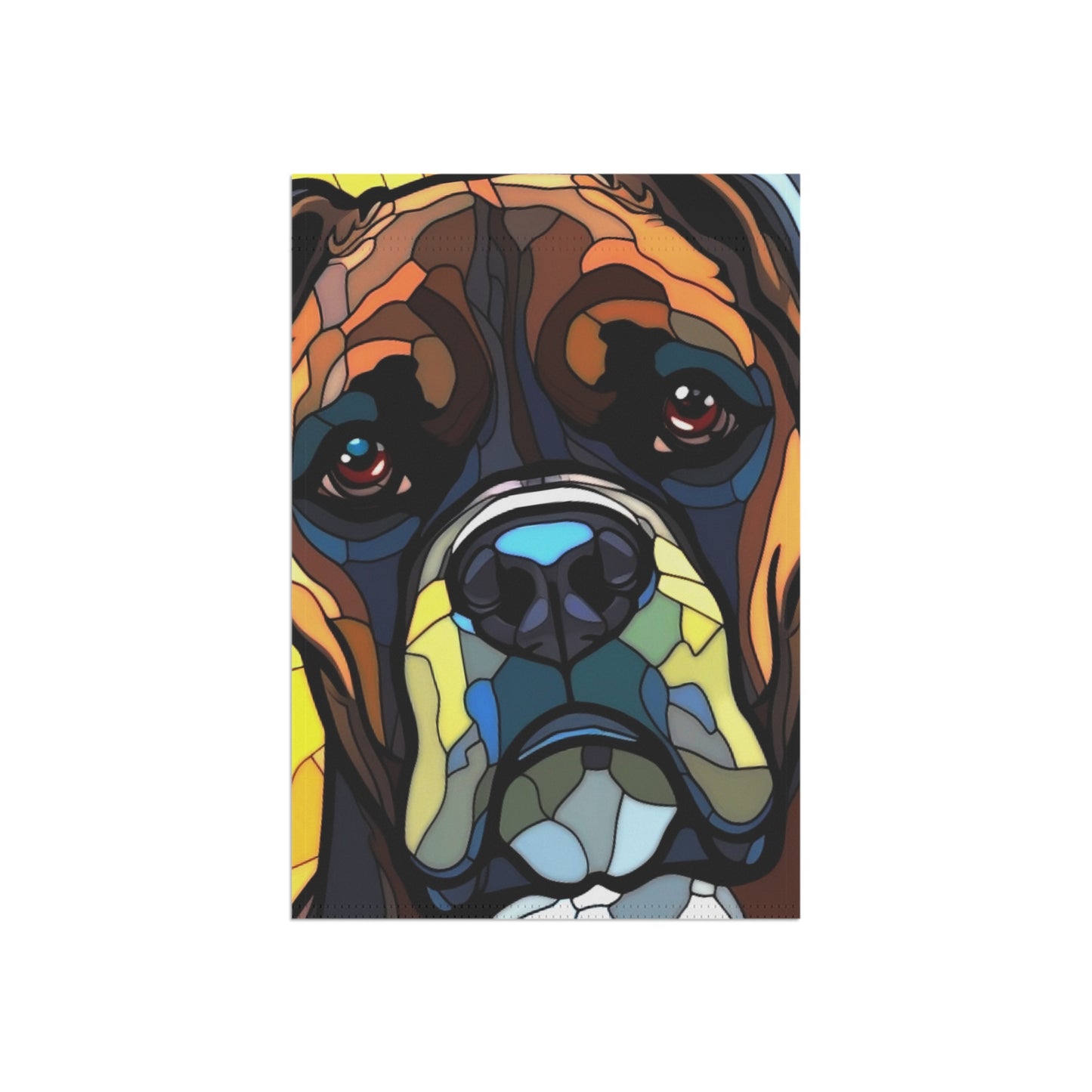 Boxer Face Stained Glass Look 2-Sided Garden & House Flag/Banner
