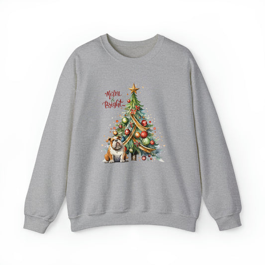 Merry & Bright Bulldog Unisex Heavy Blend™ Crewneck Sweatshirt