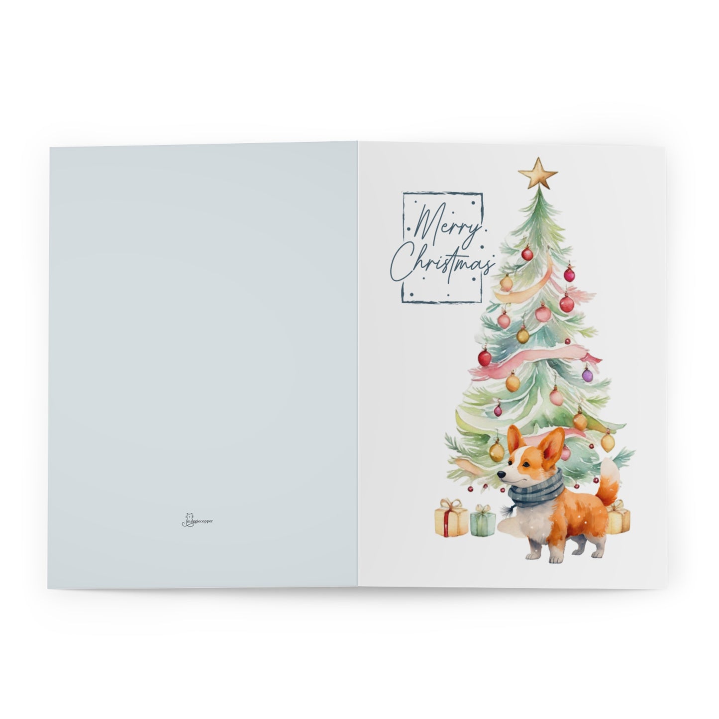 Corgi Merry Christmas Tree Cards (5 Pack Blank Inside)