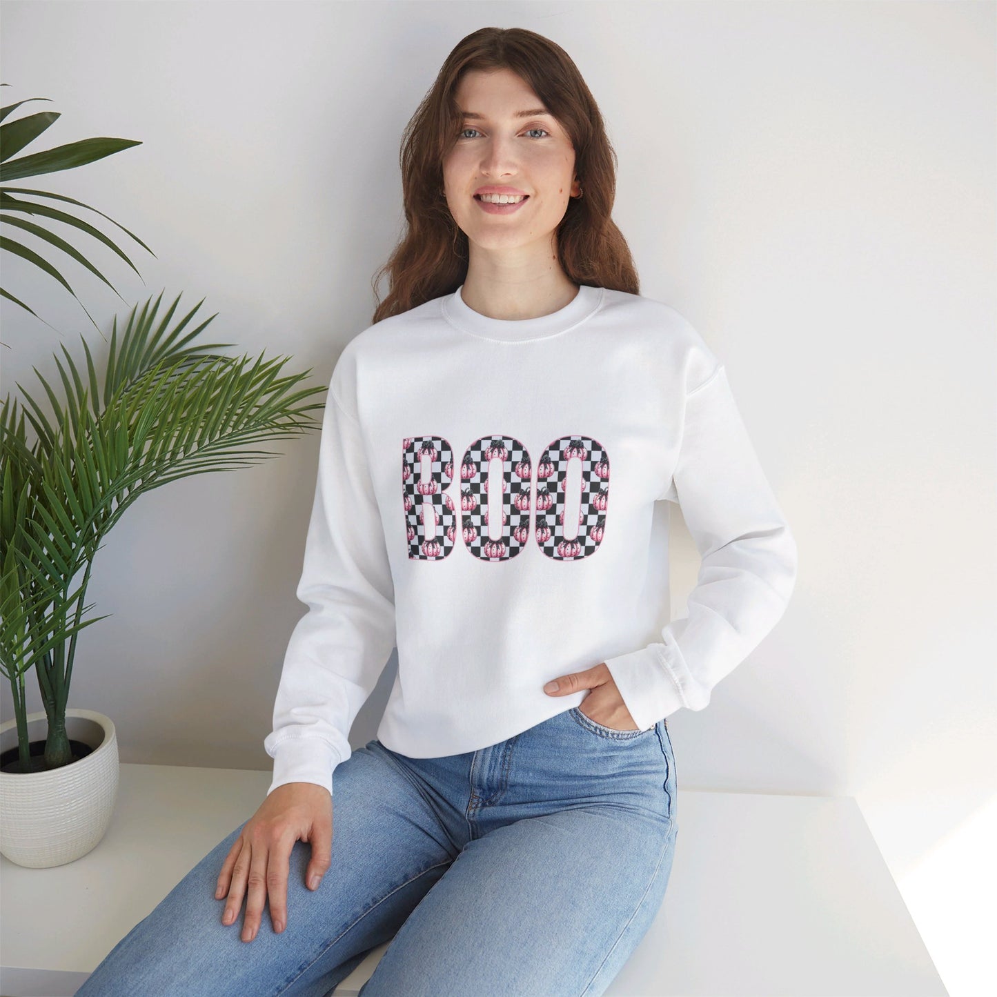 Pink Pumpkin BOO Unisex Heavy Blend™ Crewneck Sweatshirt