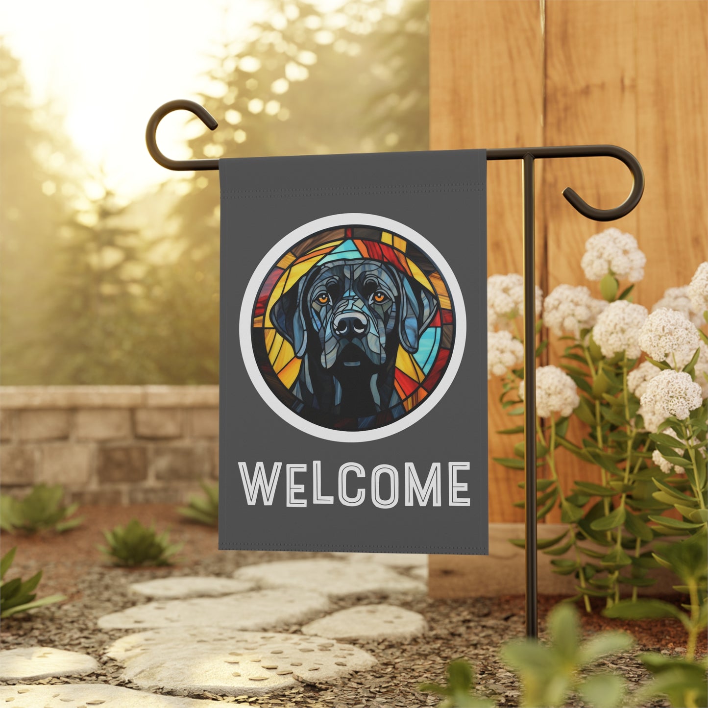 Black Labrador Welcome 2-Sided Garden & House Flag/Banner