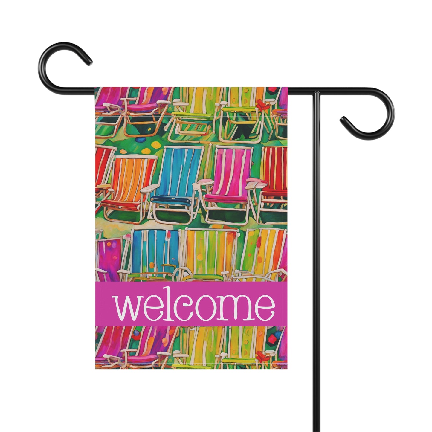 Beach Chairs Welcome 2-Sided Garden & House Flag/Banner