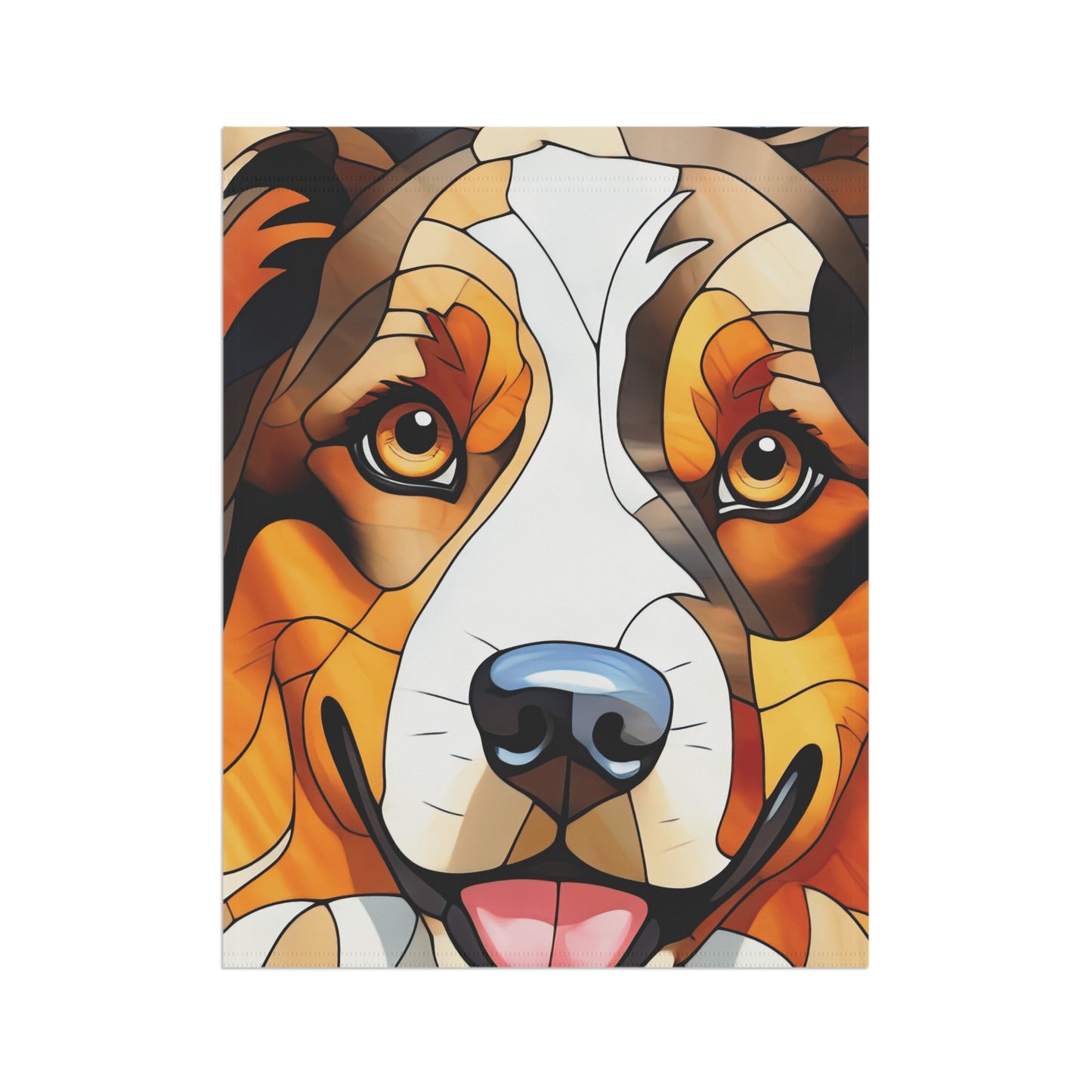 Australian Shepherd Face Stained Glass Look 2-Sided Garden & House Flag/Banner