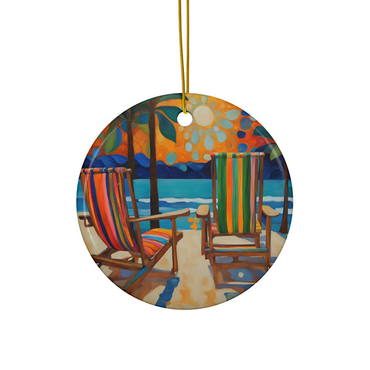 Beachside 3" Ceramic Ornaments, 2-Side Print, (1pc, 10pcs)