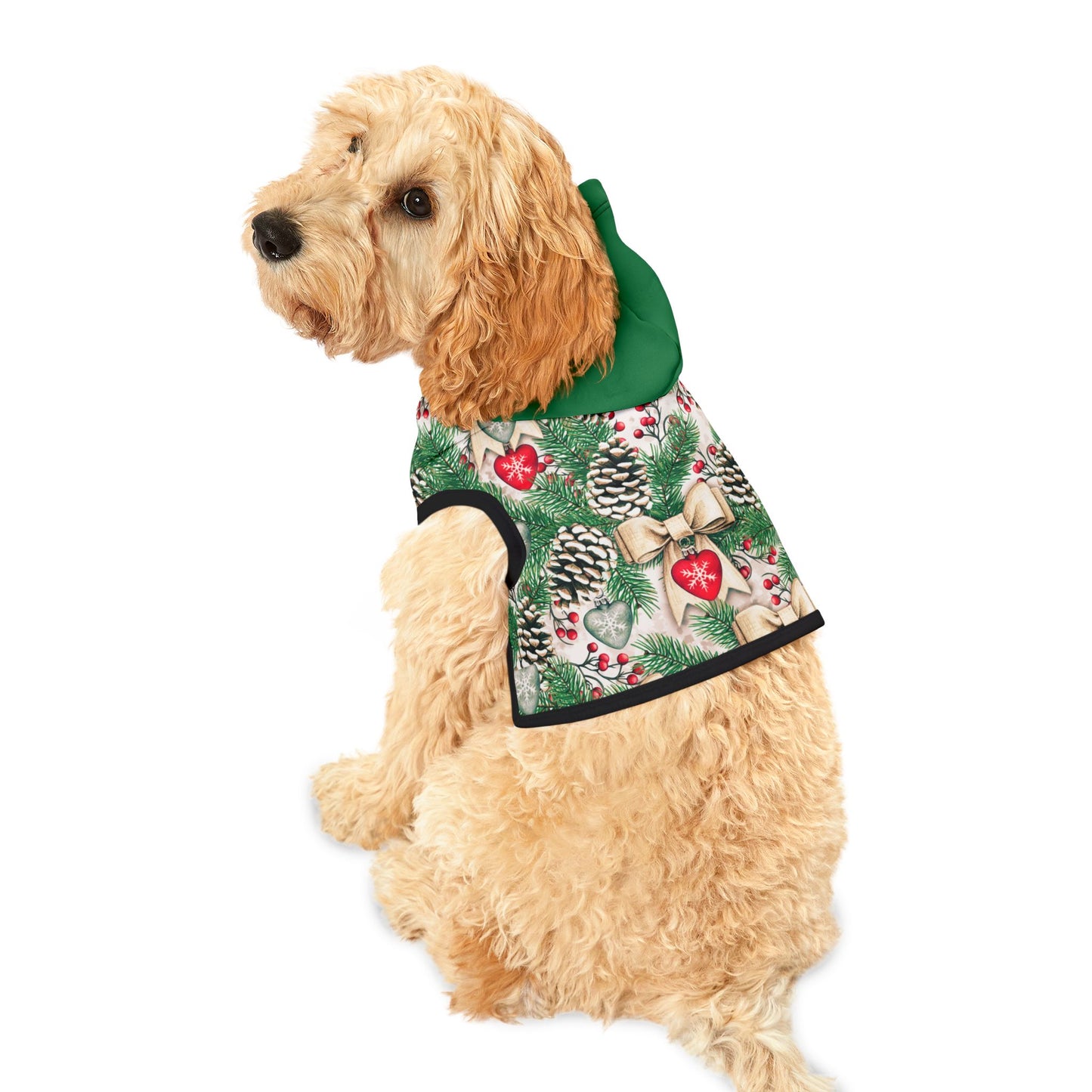 Bows & Pinecones Holiday Pet Hoodie