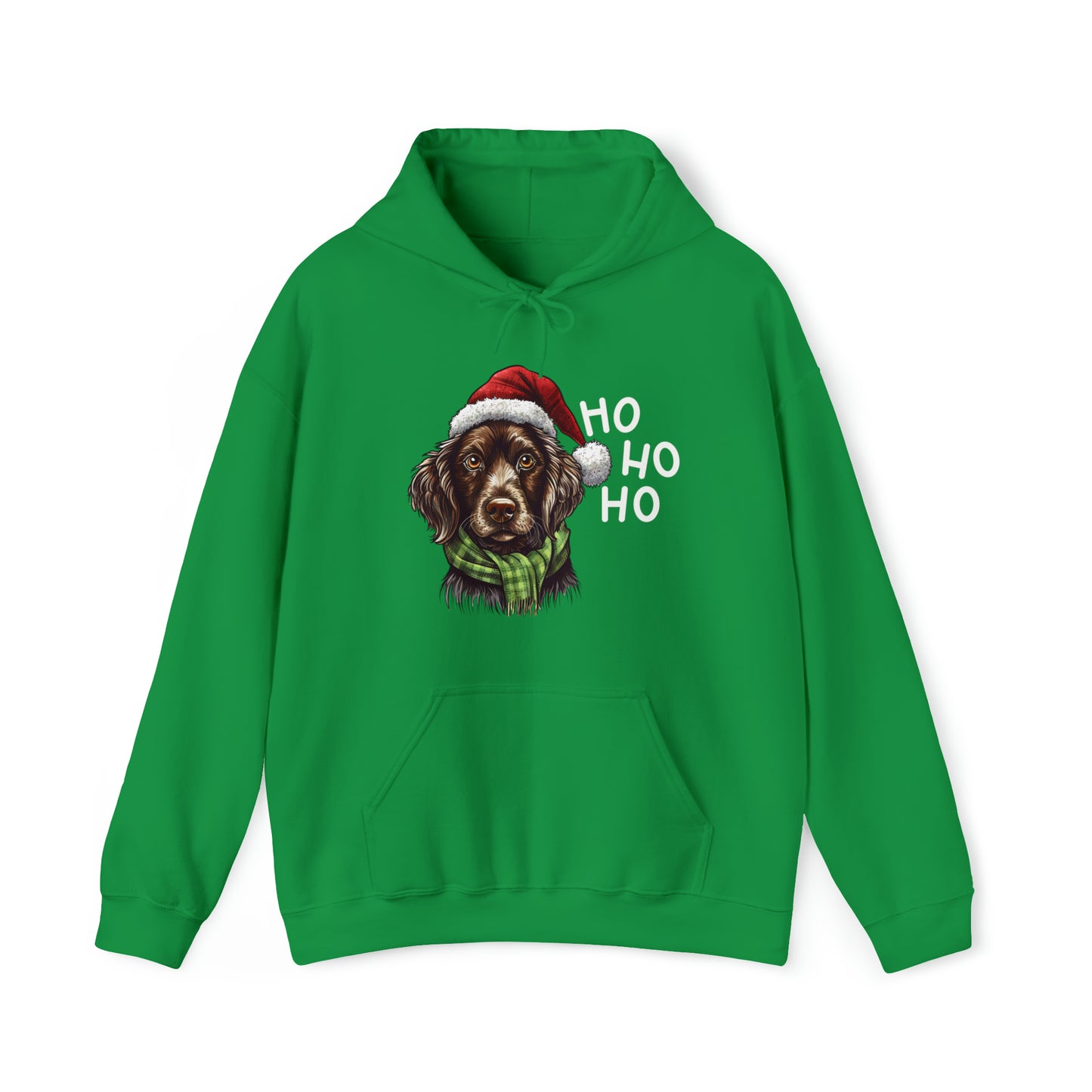 Ho Ho Ho Ready For Christmas Cute Dog in Santa Hat Unisex Heavy Blend™ Hooded Sweatshirt