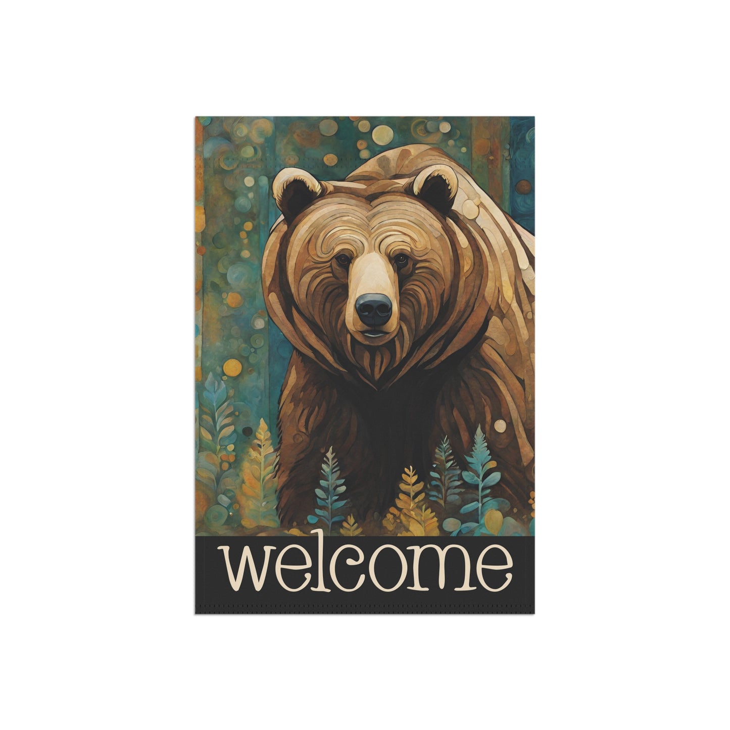 Mountain Forest Grizzly Welcome 2-Sided Garden & House Flag/Banner