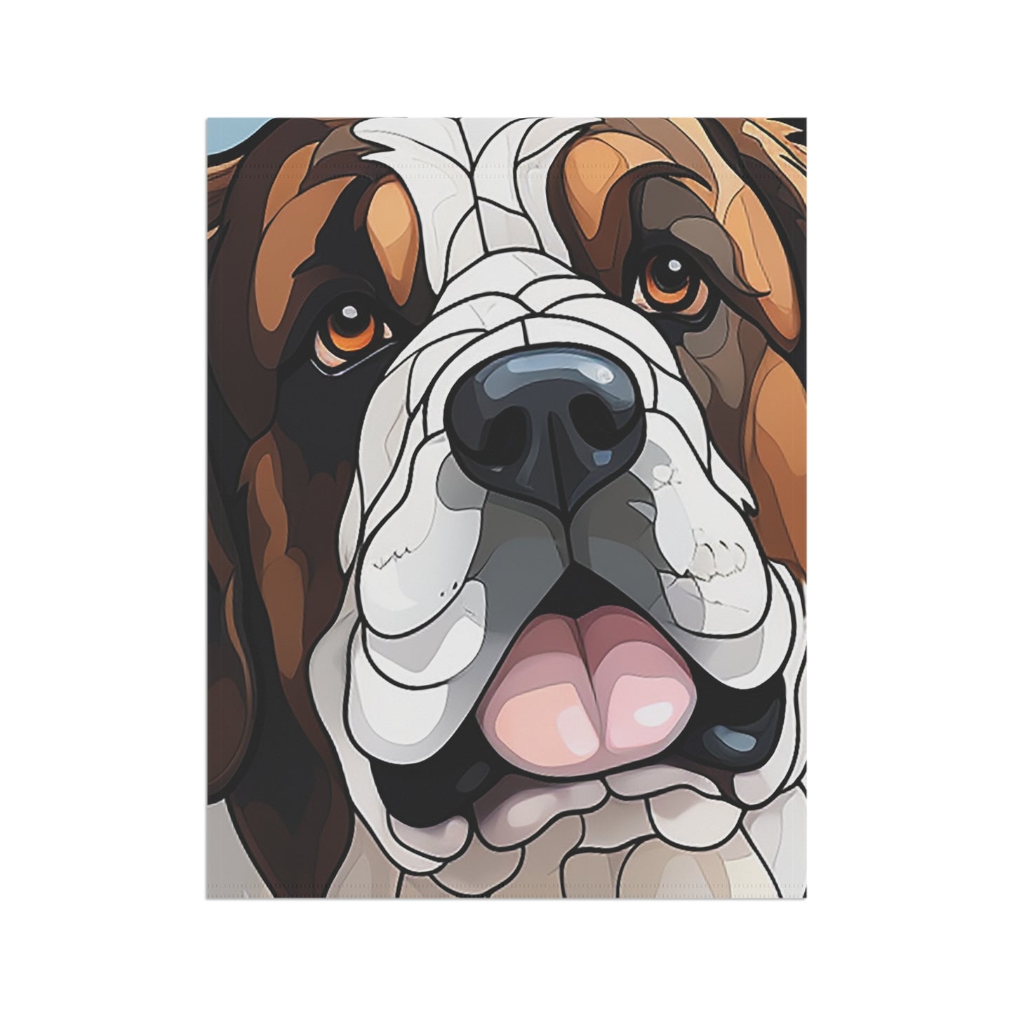 Saint Bernard Face Stained Glass Look 2-Sided Garden & House Flag/Banner