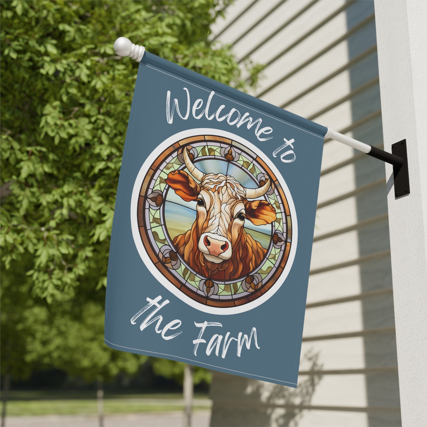 Welcome to the Farm Cow 2-Sided Garden & House Flag/Banner
