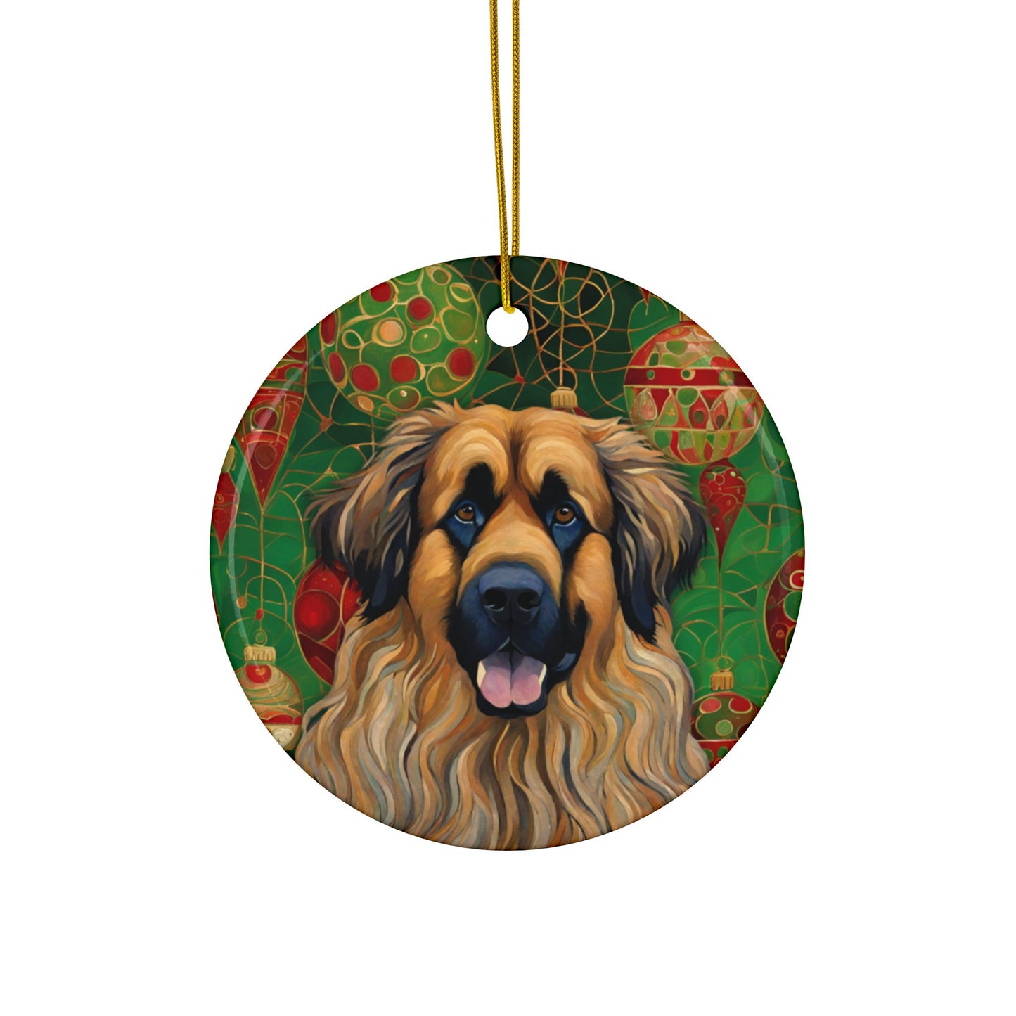 Leonberger Christmas 3" Ceramic Ornaments, 2-Side Print, (1pc, 10pcs)