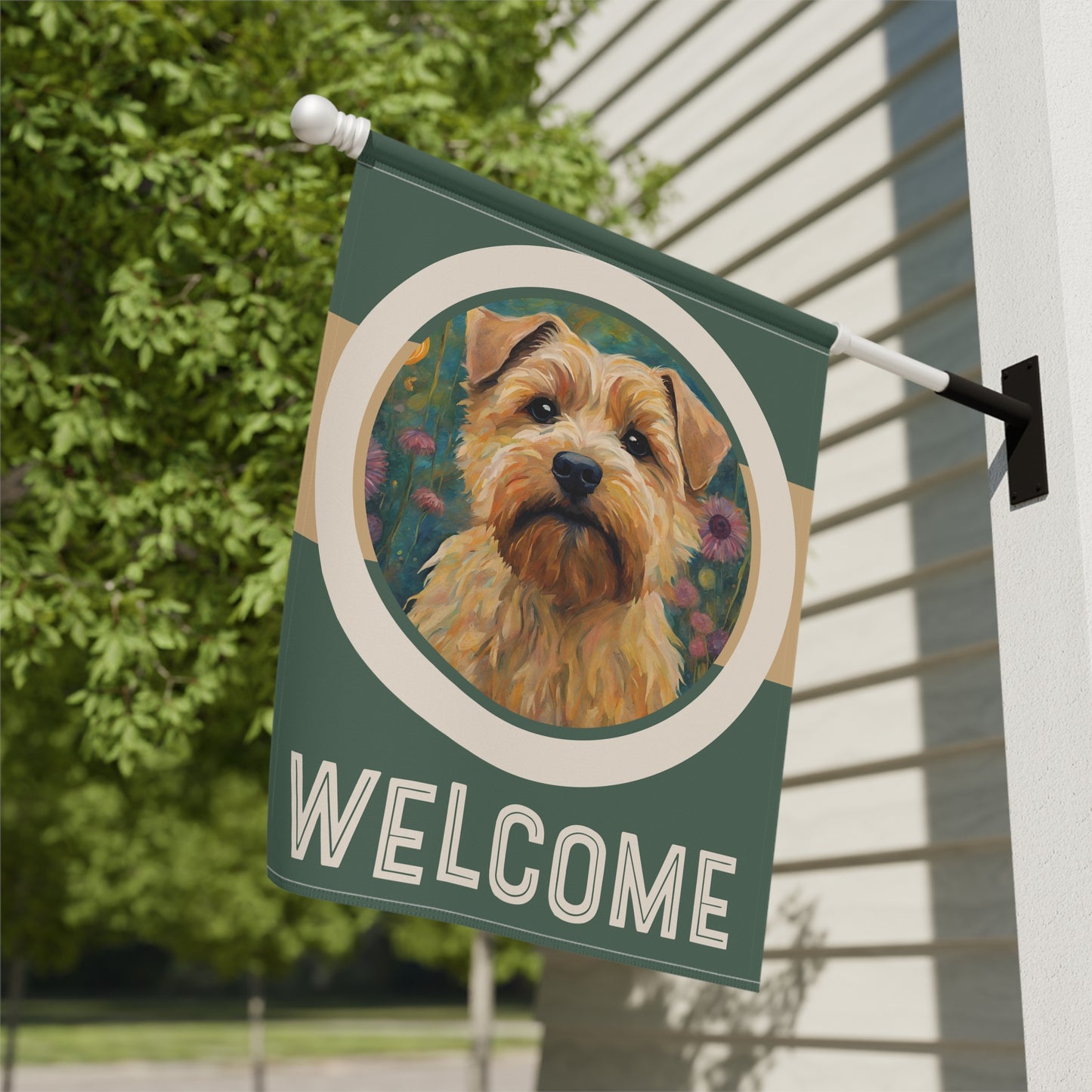 Norfolk Terrier Welcome 2-Sided Garden & House Flag/Banner