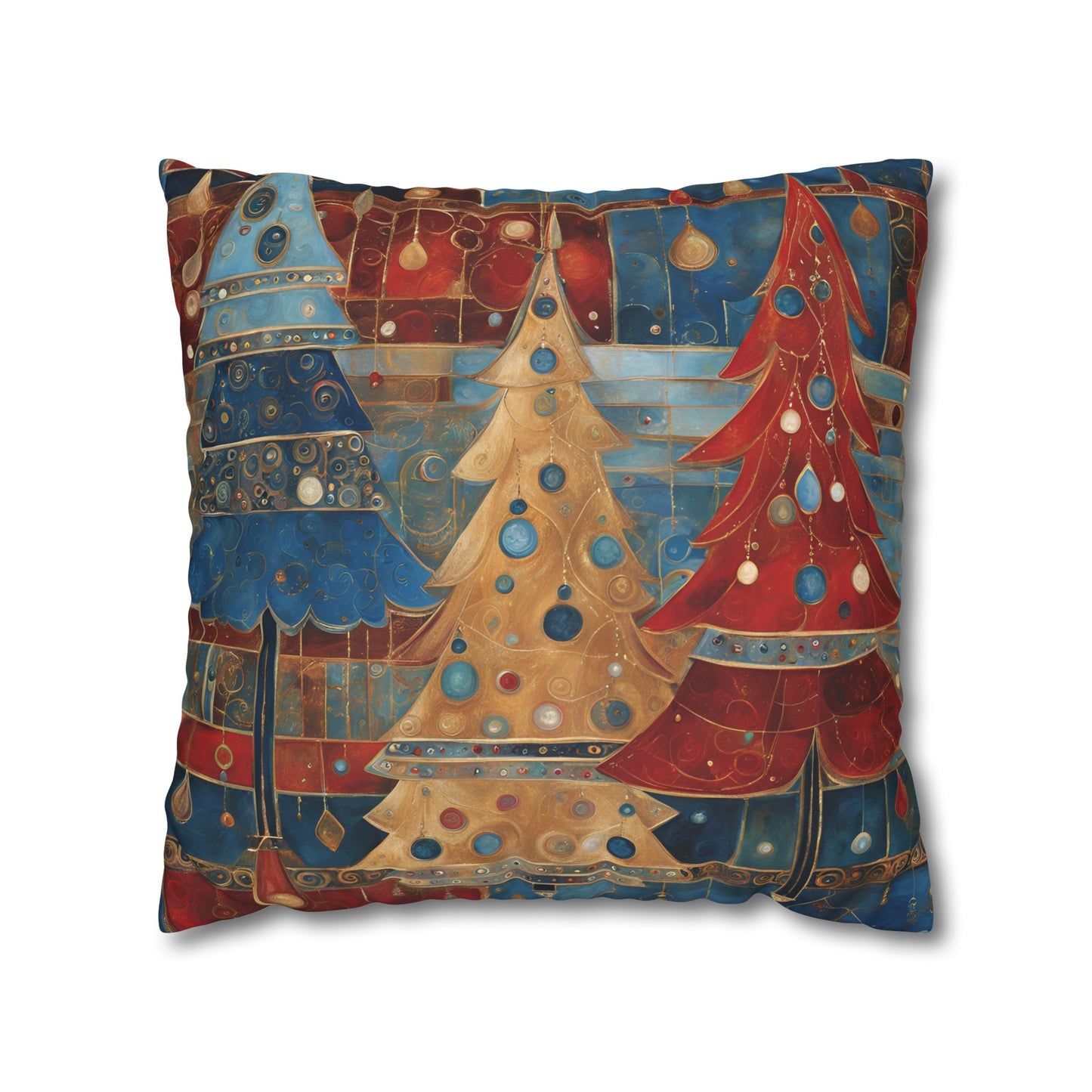 Americana Christmas Square Poly Canvas Pillowcase