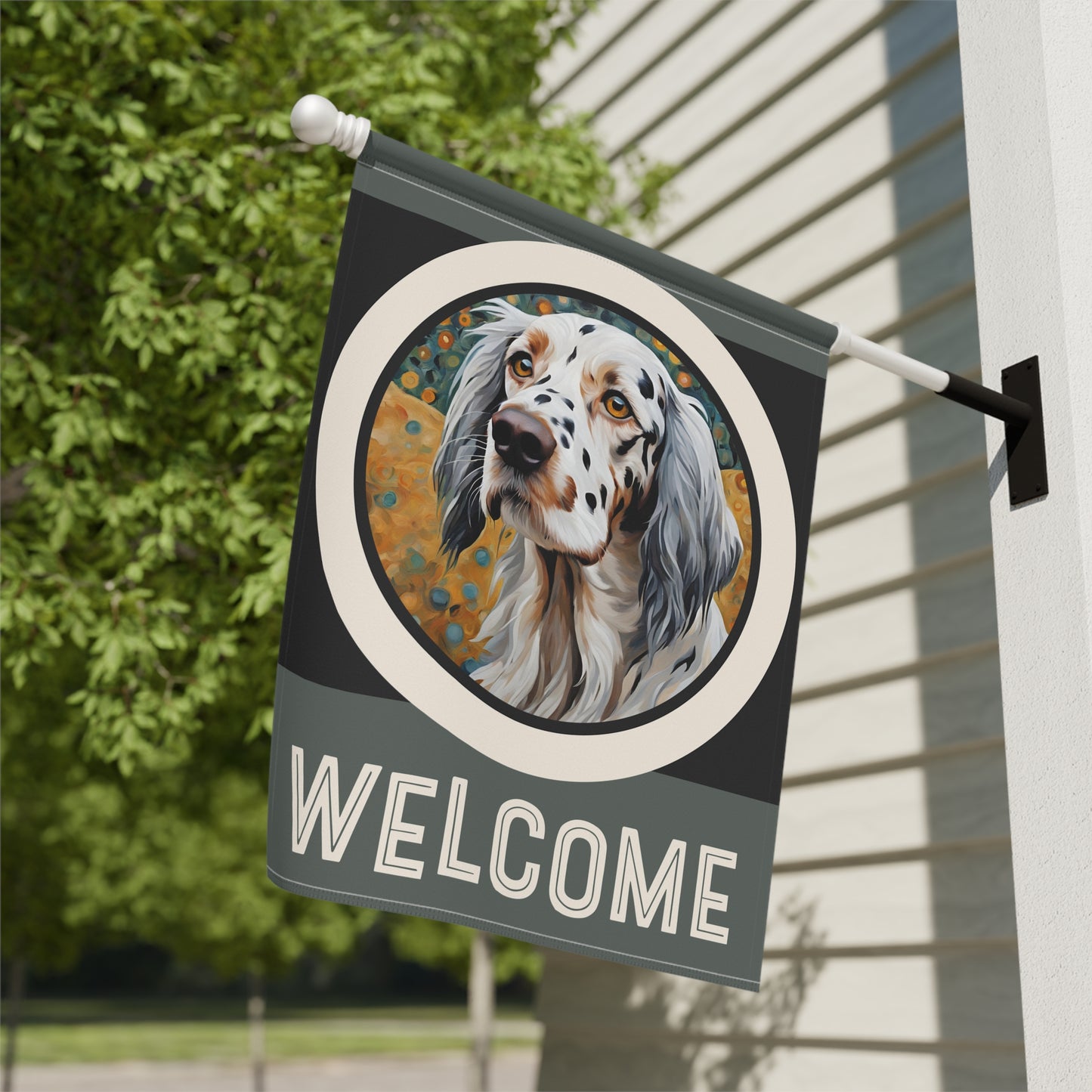 English Setter Welcome 2-Sided Garden & House Flag/Banner