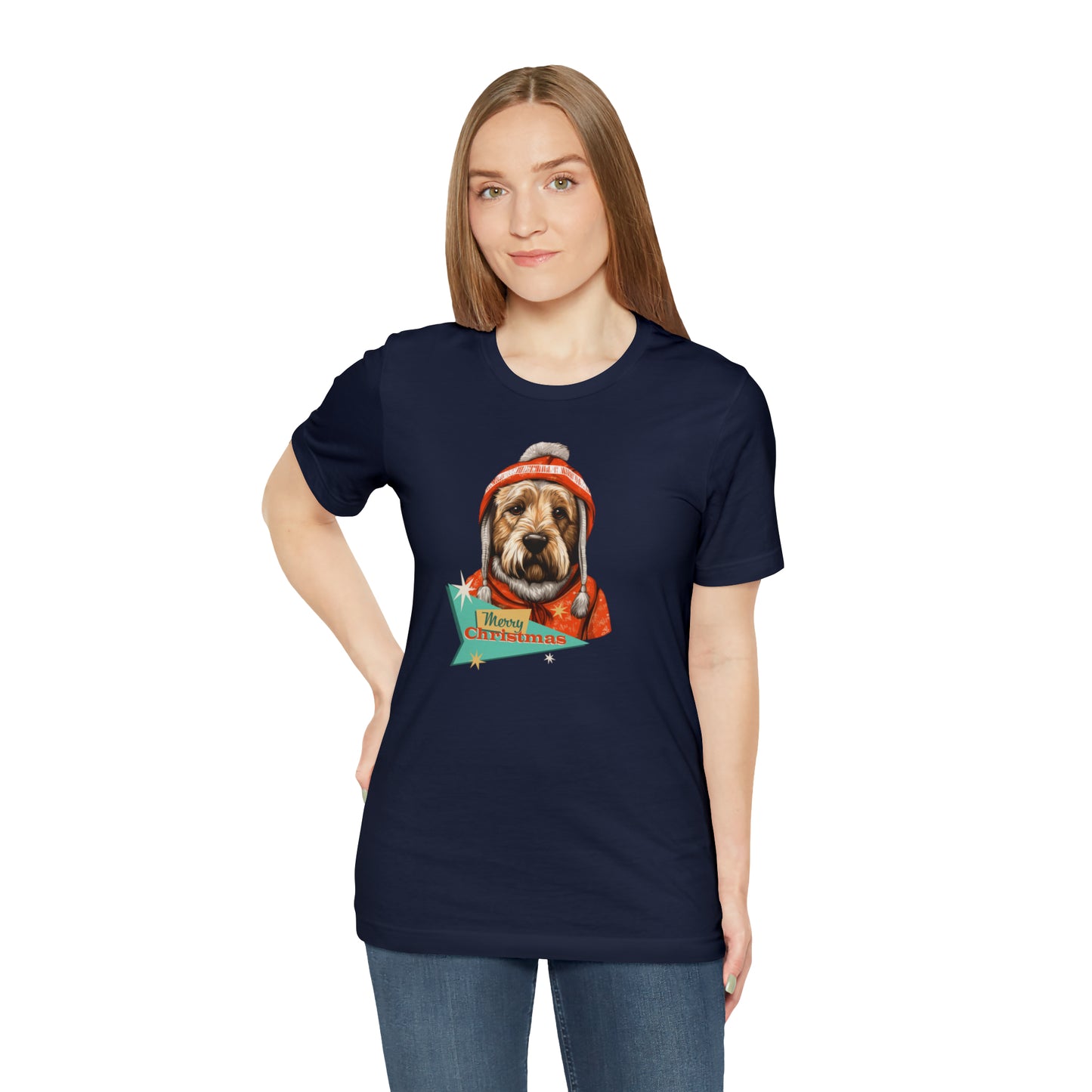 Soft Coated Wheaten Terrier Retro Merry Christmas Unisex Jersey Short Sleeve Tee