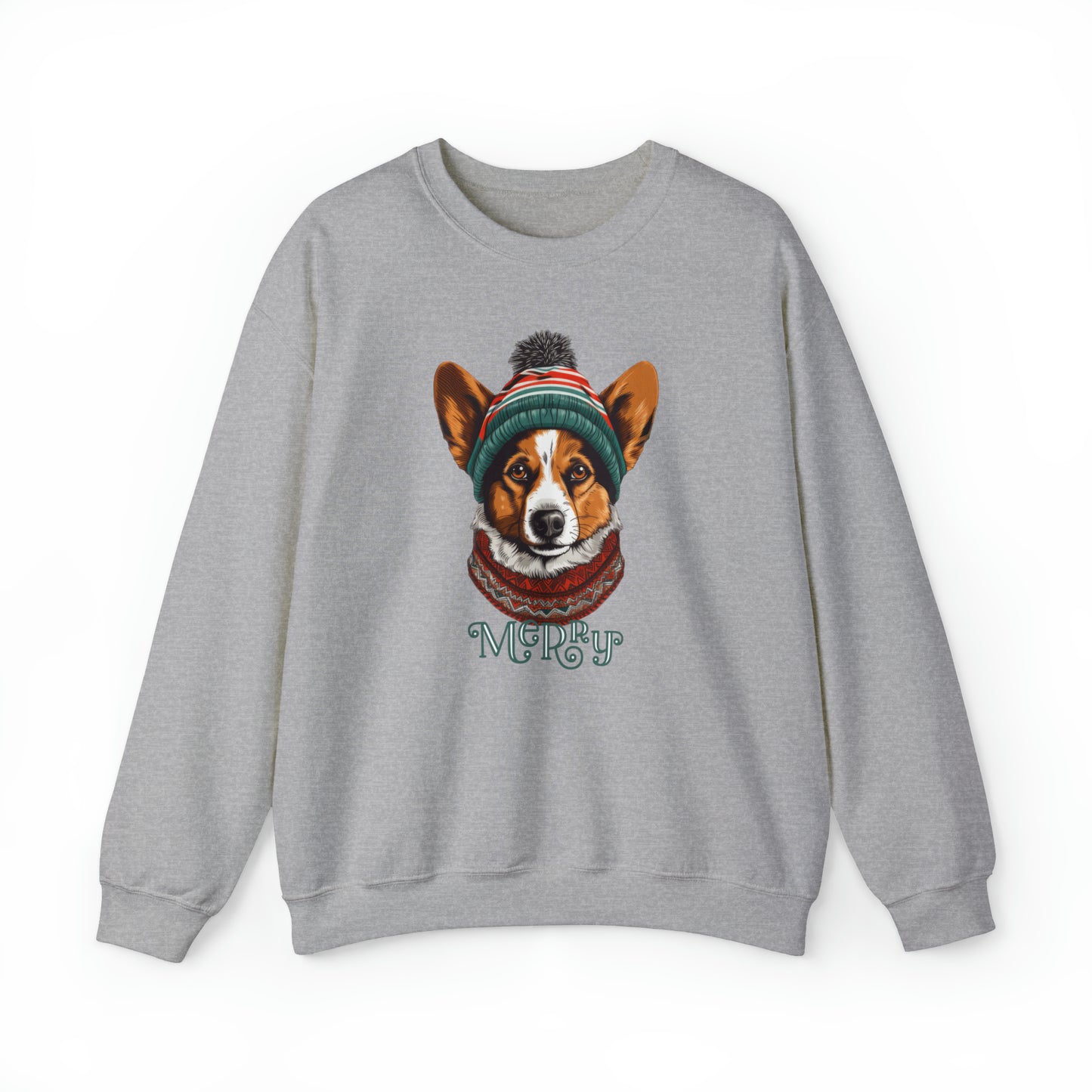 Merry Corgi in Hat & Scarf Unisex Heavy Blend™ Crewneck Sweatshirt