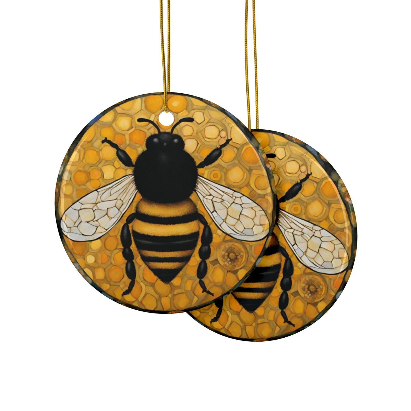 Bee 3" Ceramic Ornaments, 2-Side Print, (1pc, 10pcs)