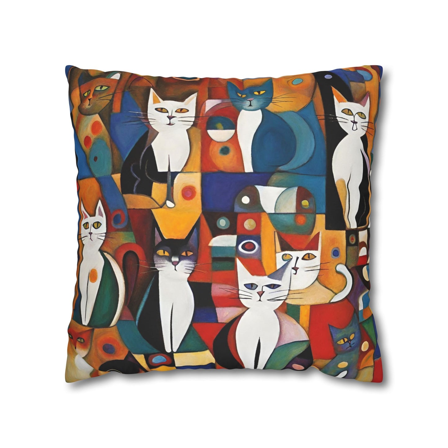 Abstract Cats Square Poly Canvas Pillowcase