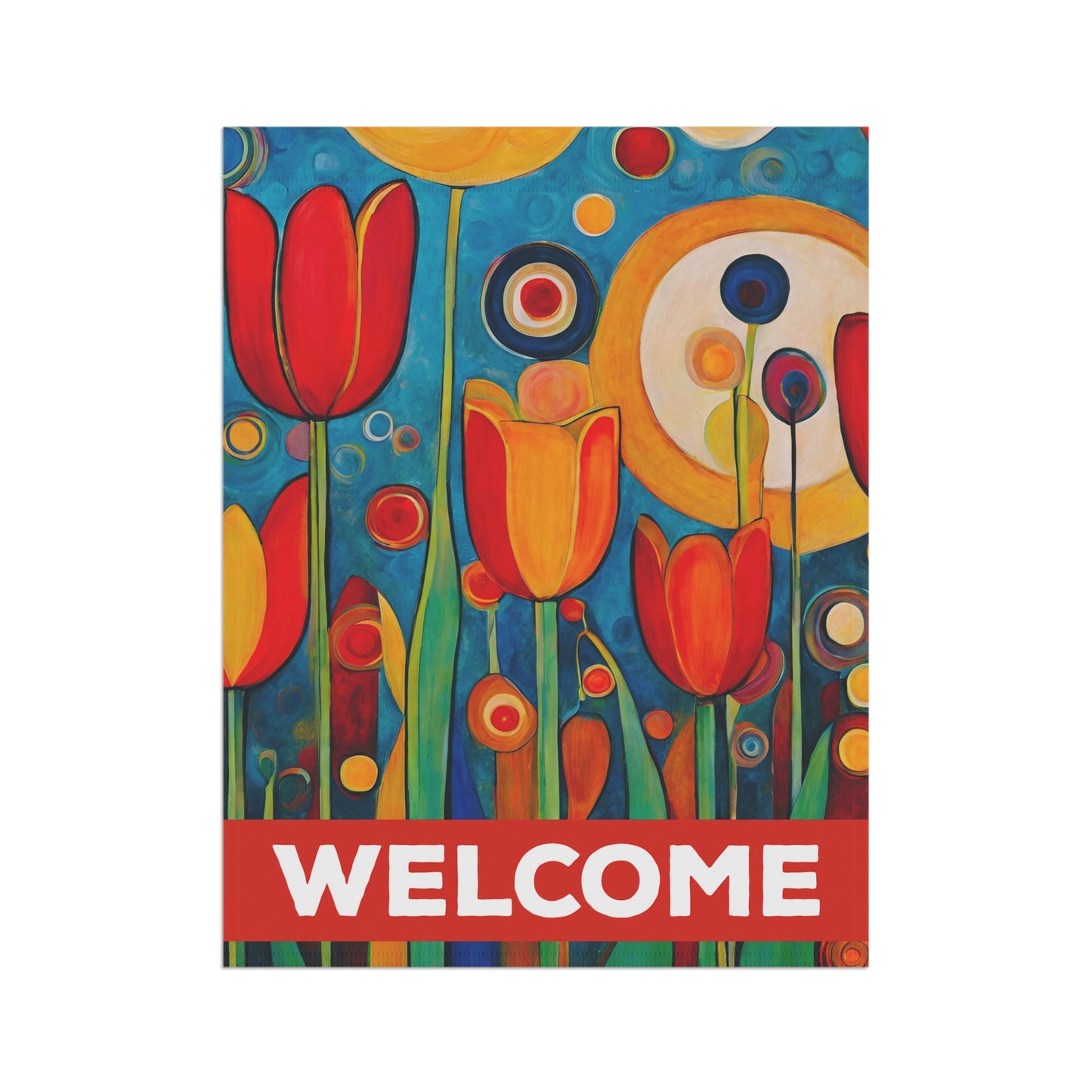 Bright Tulips Welcome 2-Sided Garden & House Flag/Banner