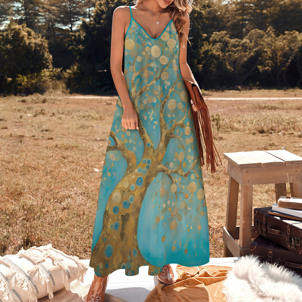 Spring Blooms Women's Summer Fashion Maxi Slip Dress