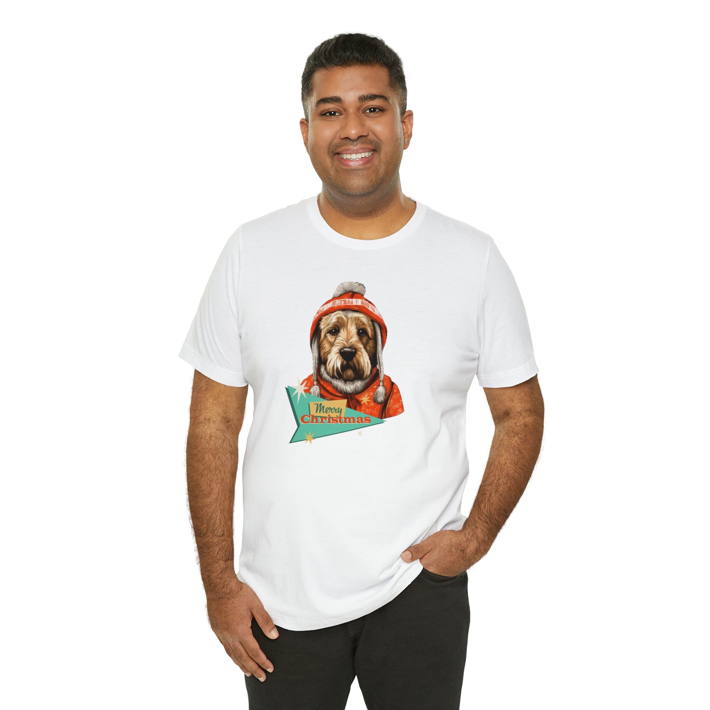 Soft Coated Wheaten Terrier Retro Merry Christmas Unisex Jersey Short Sleeve Tee