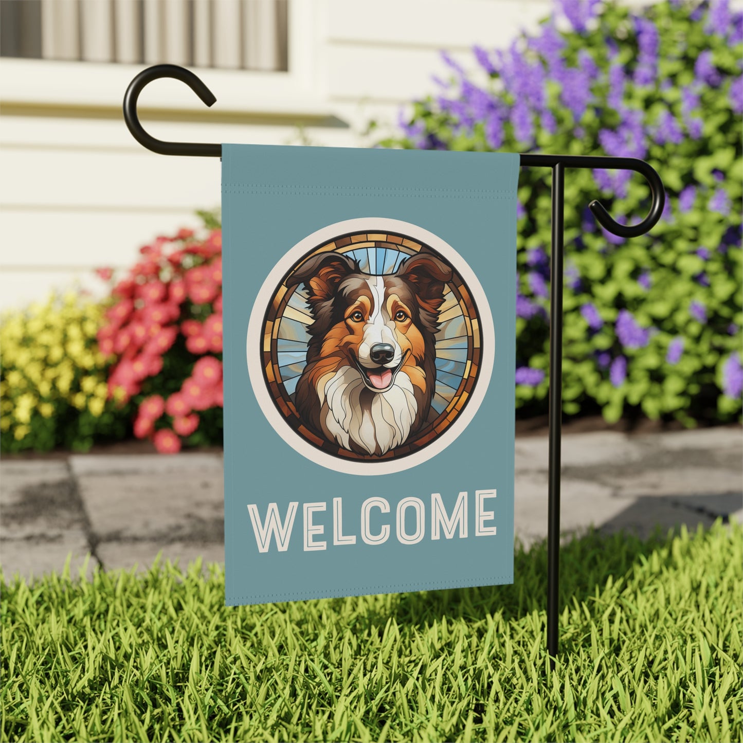 Collie Welcome 2-Sided Garden & House Flag/Banner