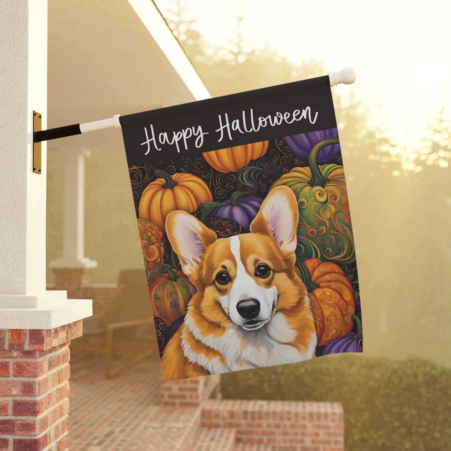 Corgi Happy Halloween 2-Sided Garden & House Flag/Banner