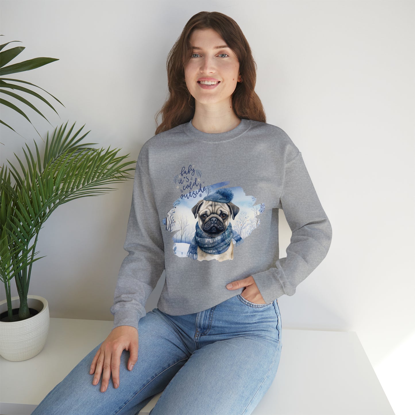 Pug It's Cold Outside Unisex Heavy Blend™ Crewneck Sweatshirt