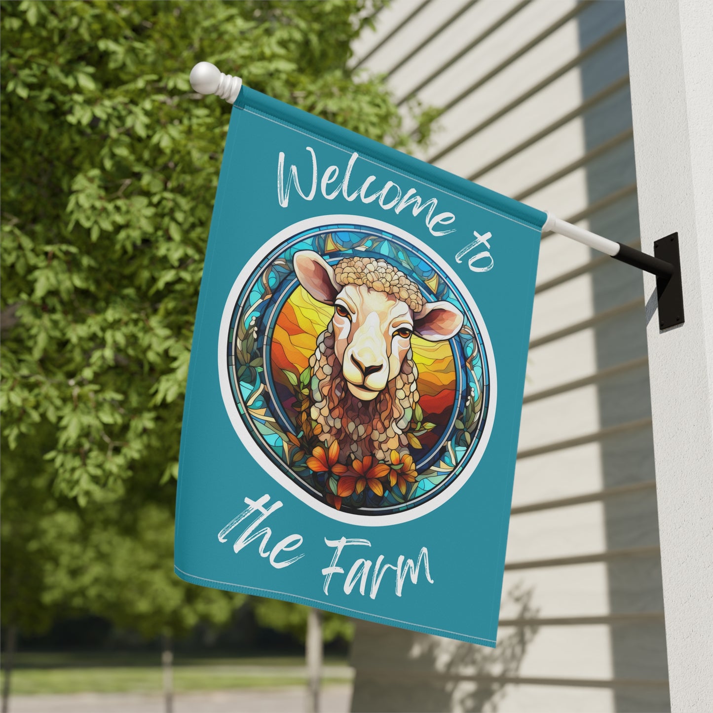 Welcome to the Farm Sheep 2-Sided Garden & House Flag/Banner