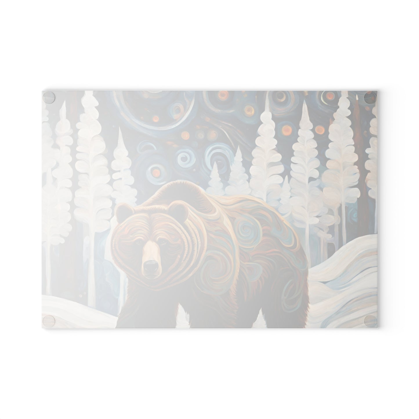 Grizzly in the Snow Tempered Glass Cutting Board