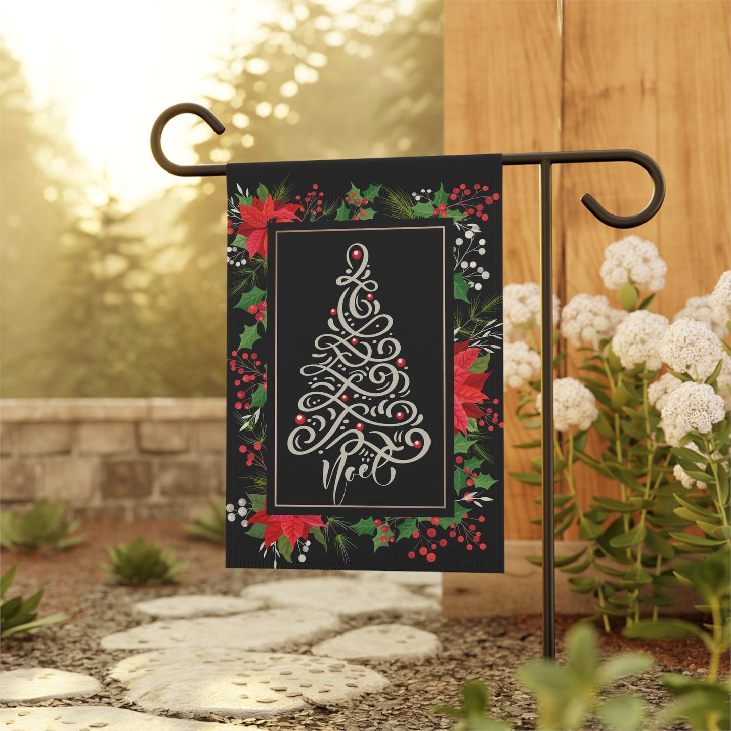 Black Noel Tree 2-Sided Garden & House Banner