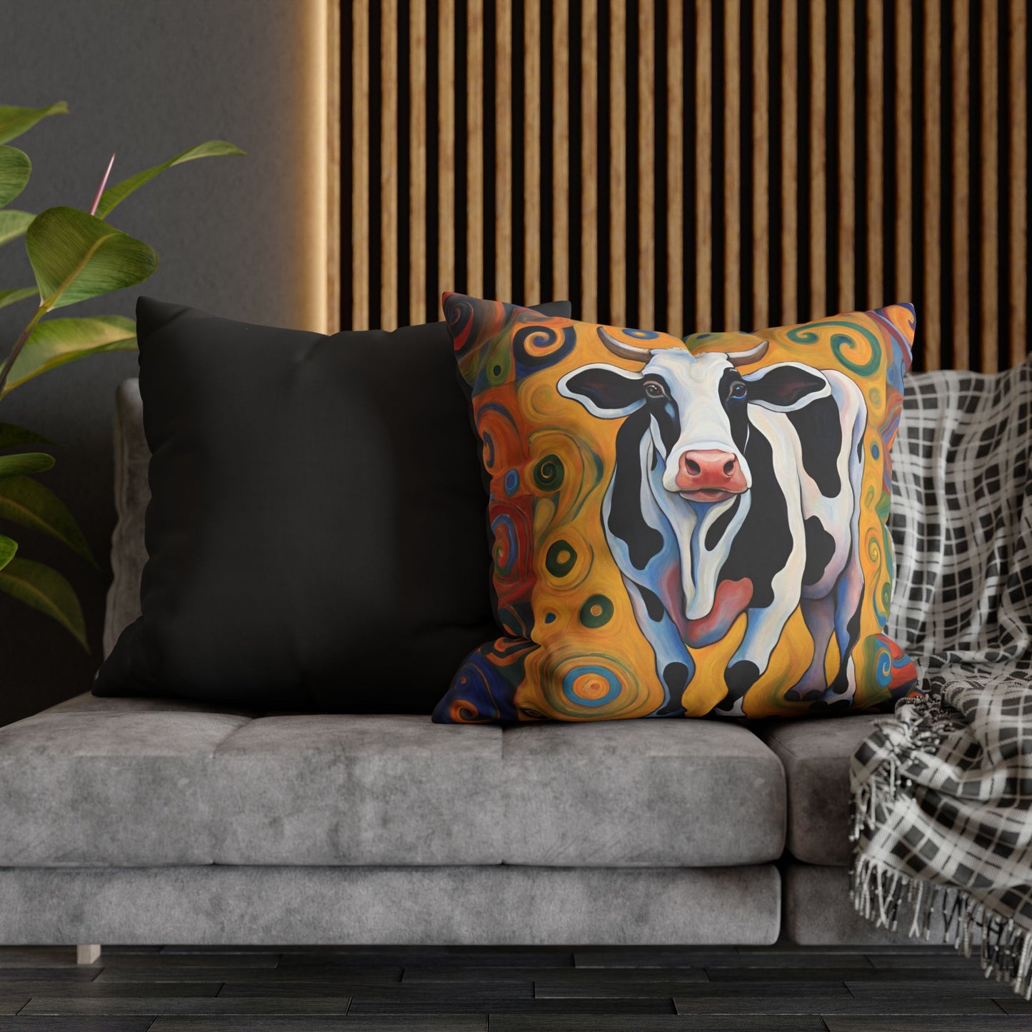 Moove It Cow Square Poly Canvas Pillowcase